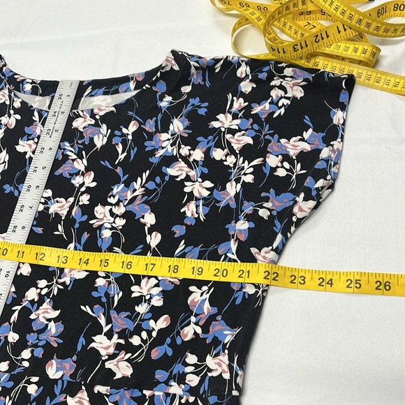 J Jill Wearever Collection Floral Shift Dress Black White Short Sleeve Women’s L - Picture 9 of 12